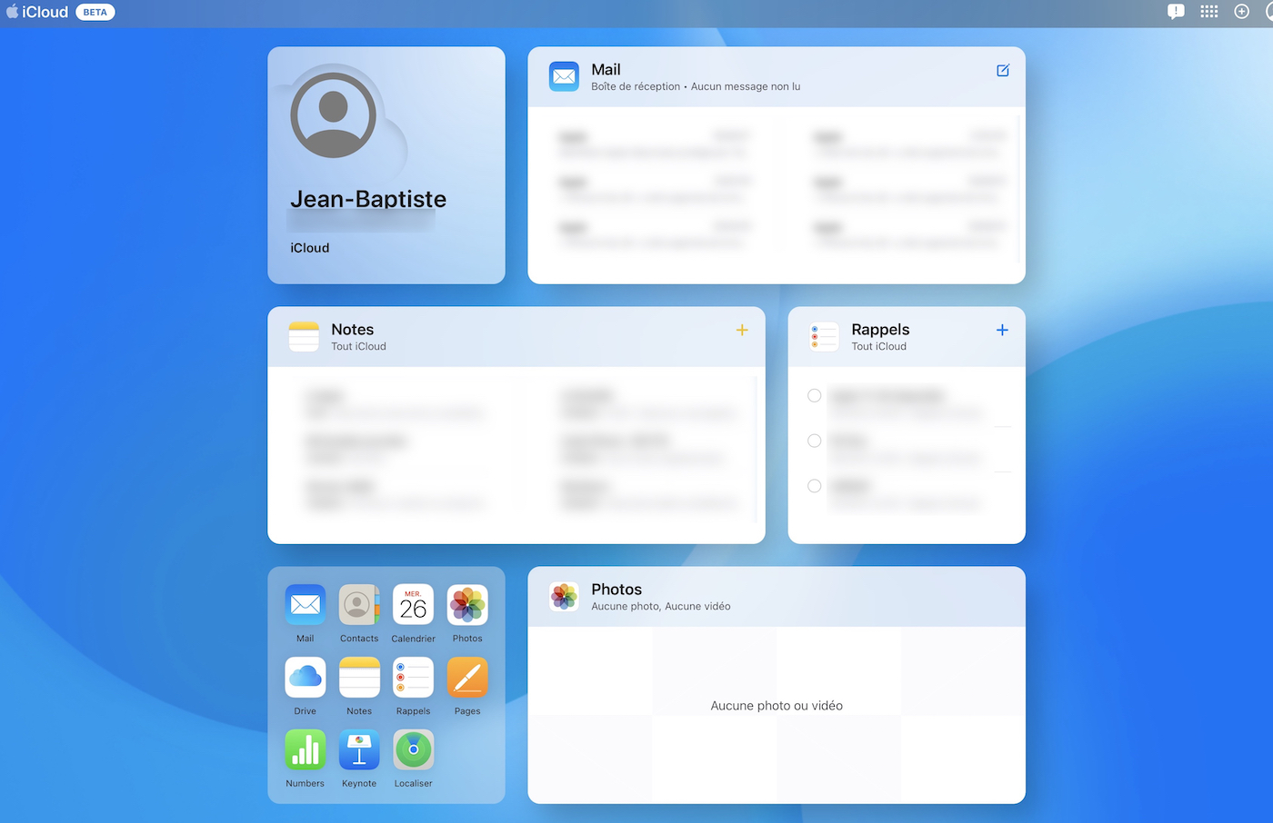 Nouvelle Interface iCloud Web Beta