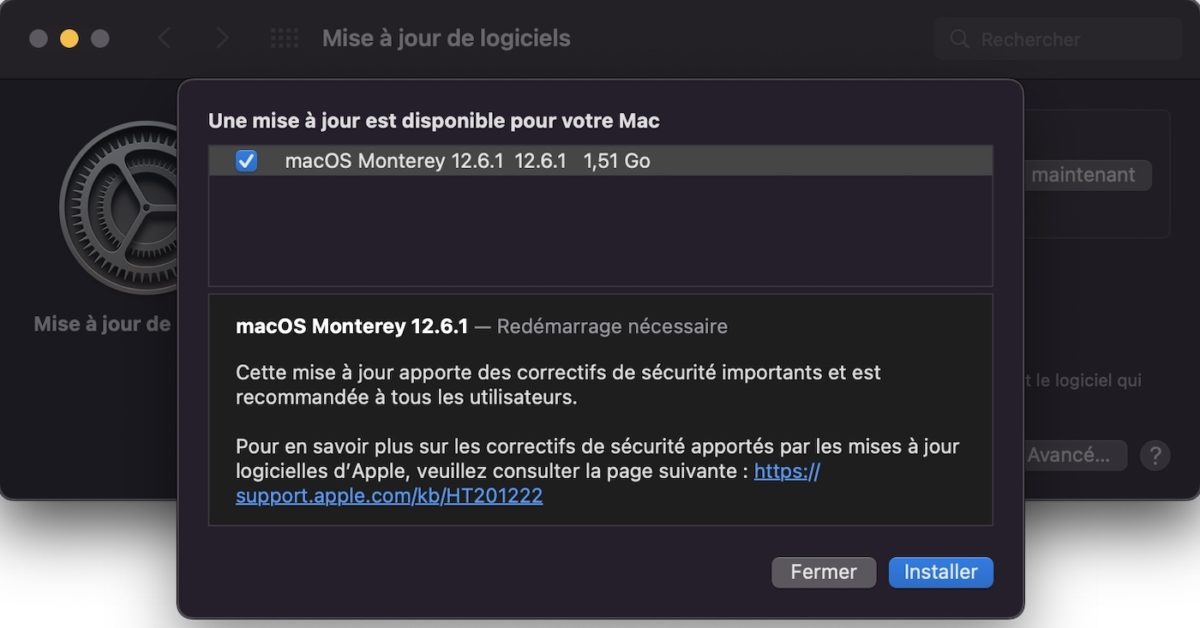 macOS 12.6.1 Disponible