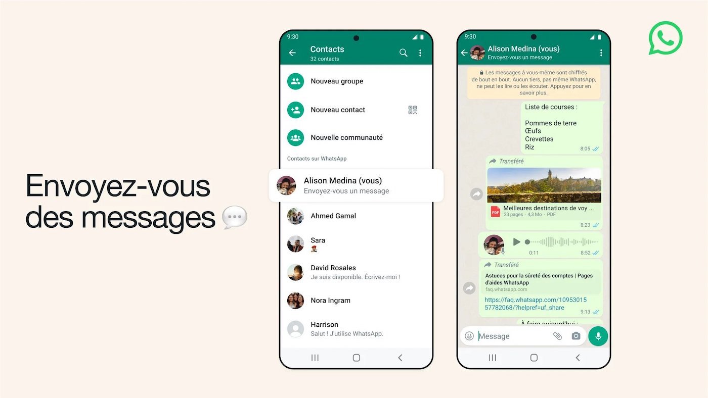 WhatsApp Envoyer Messages Soi-Meme