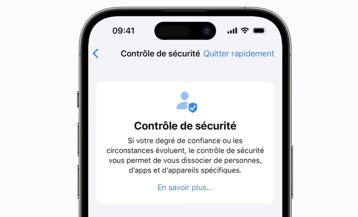 iOS 16 Controle de Securite