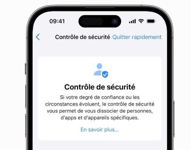 iOS 16 Controle de Securite