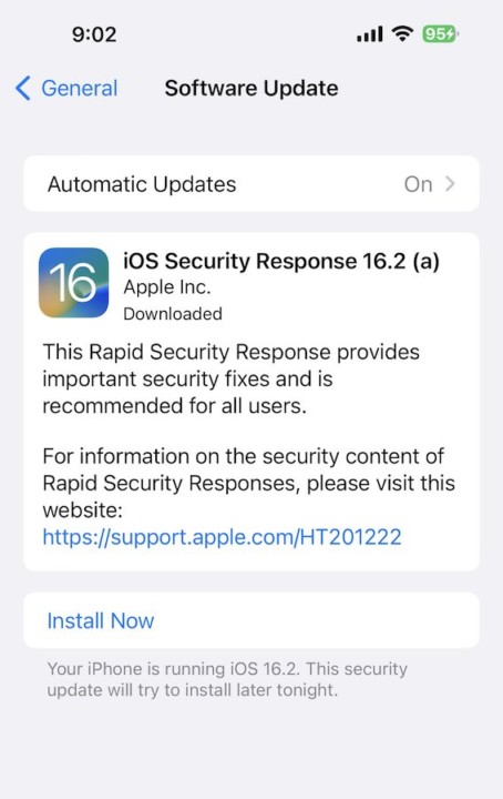 iOS 16.2 Beta 3 Mise A Jour Securite Separee