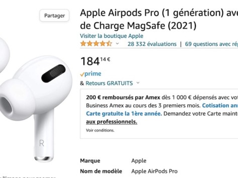 Image article [#BlackFriday] AirPods Pro avec boitier Magsafe à 184€ sur Amazon