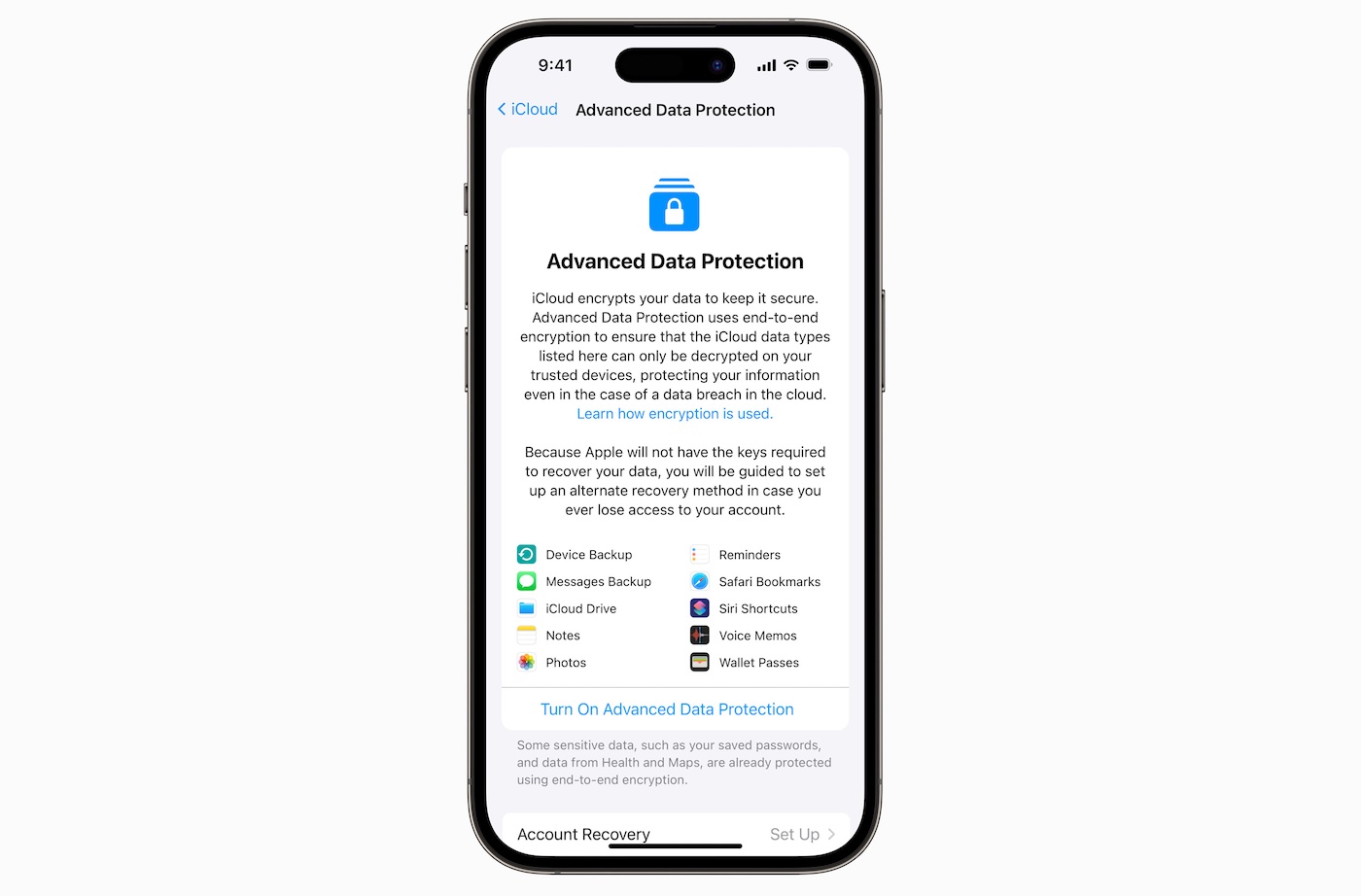 iCloud Chiffrement Bout en Bout Advanced Data Protection