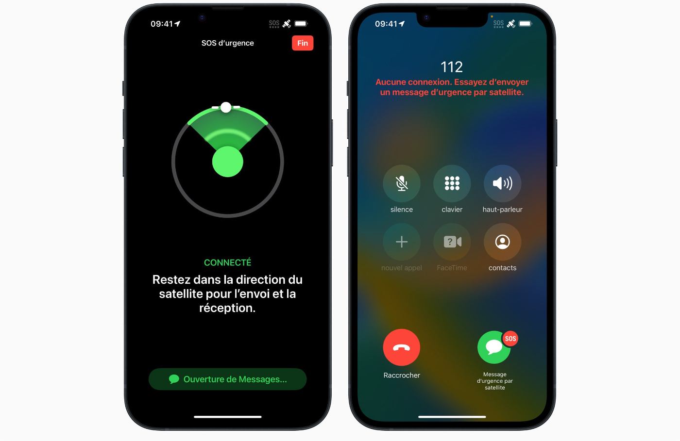 iPhone 14 SOS Urgence Satellite Francais