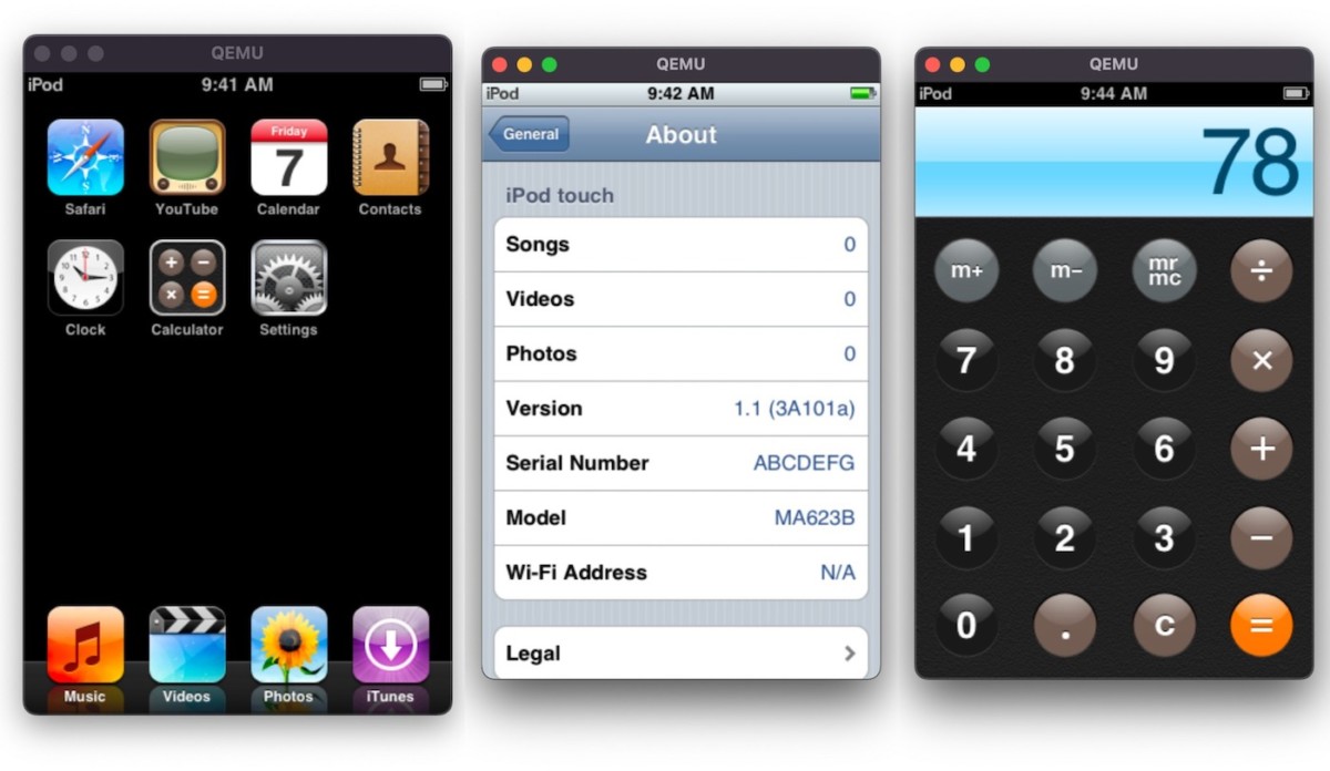 iPhone OS 1.0 Emulateur Mac