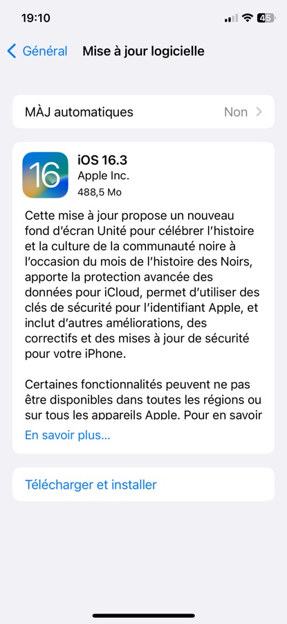 iOS 16.3 Disponible