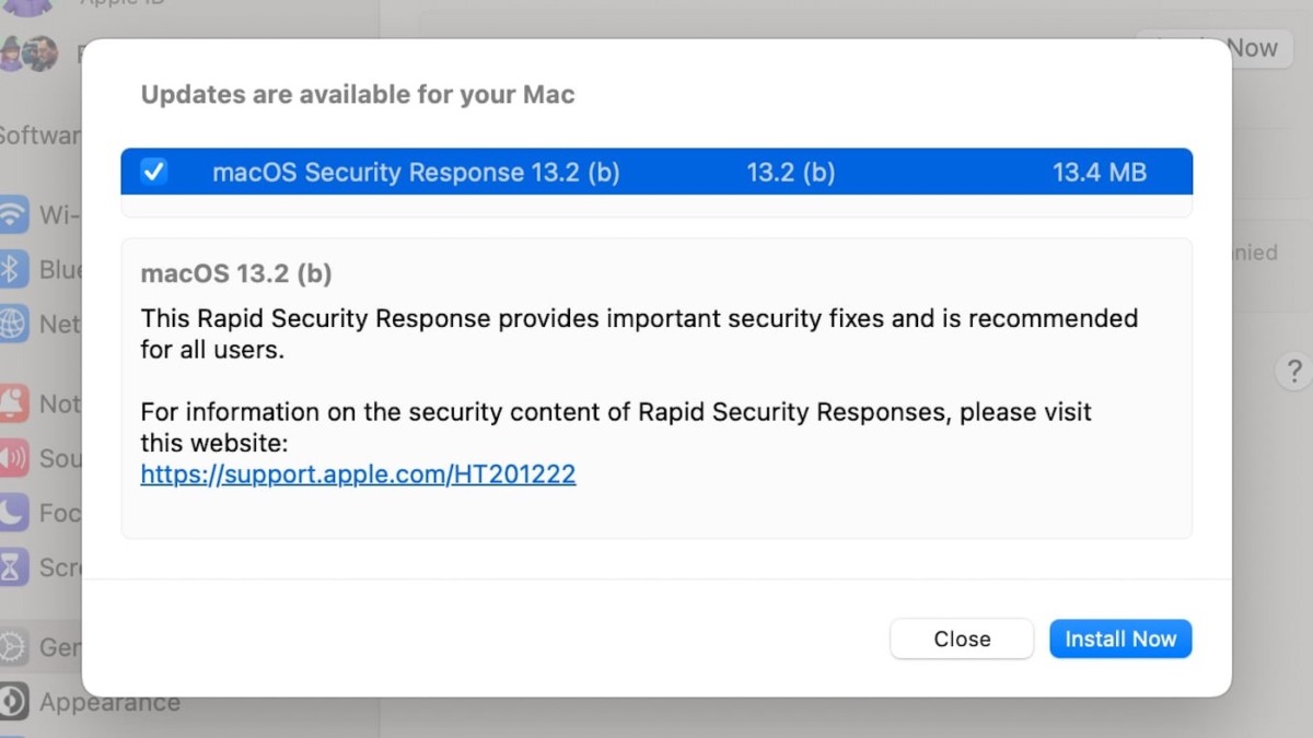 macOS 13.2 Beta 1 Mise A Jour Securite Separee 2