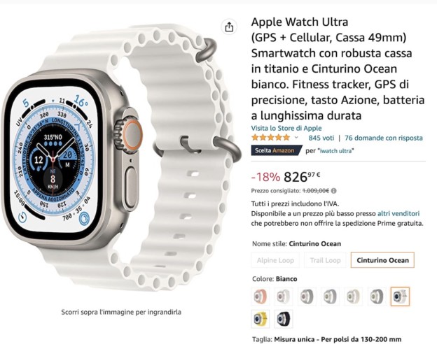 promo Apple watch ultra amazon italie 26 fevrier 2023