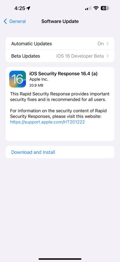 iOS 16.4 Beta 2 Mise A Jour Securite Separee