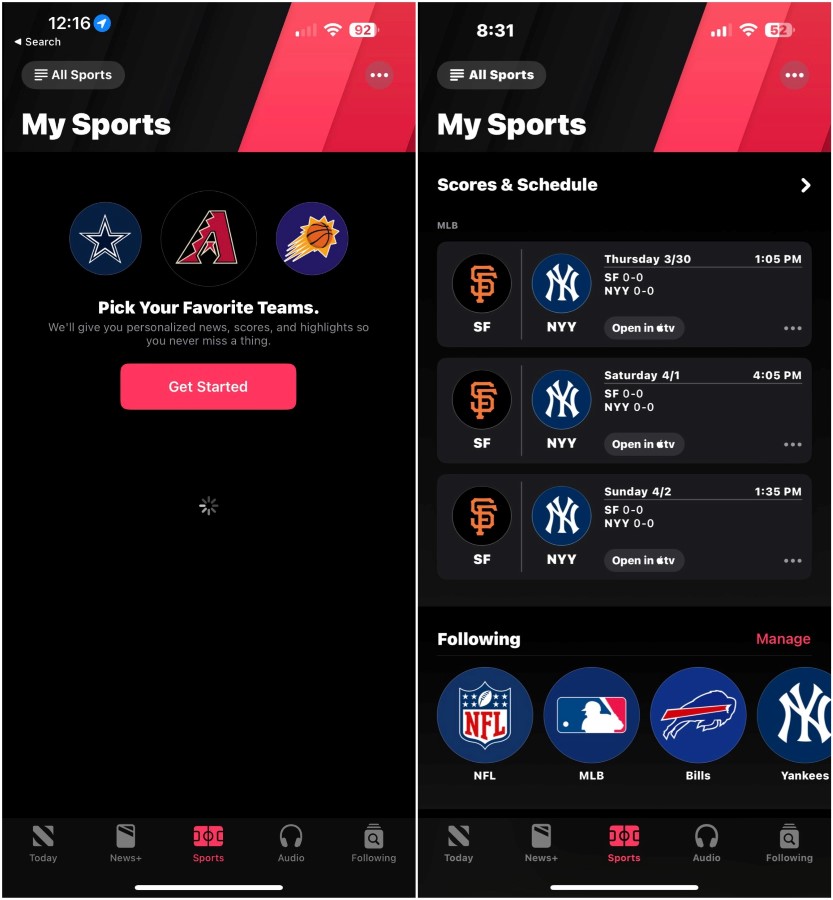 iOS 16.5 Beta 1 Apple News Onglet Sports