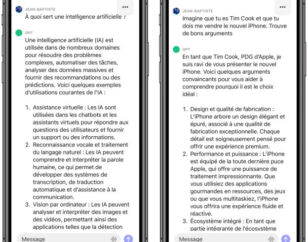 ChatGPT Application iPhone Francais
