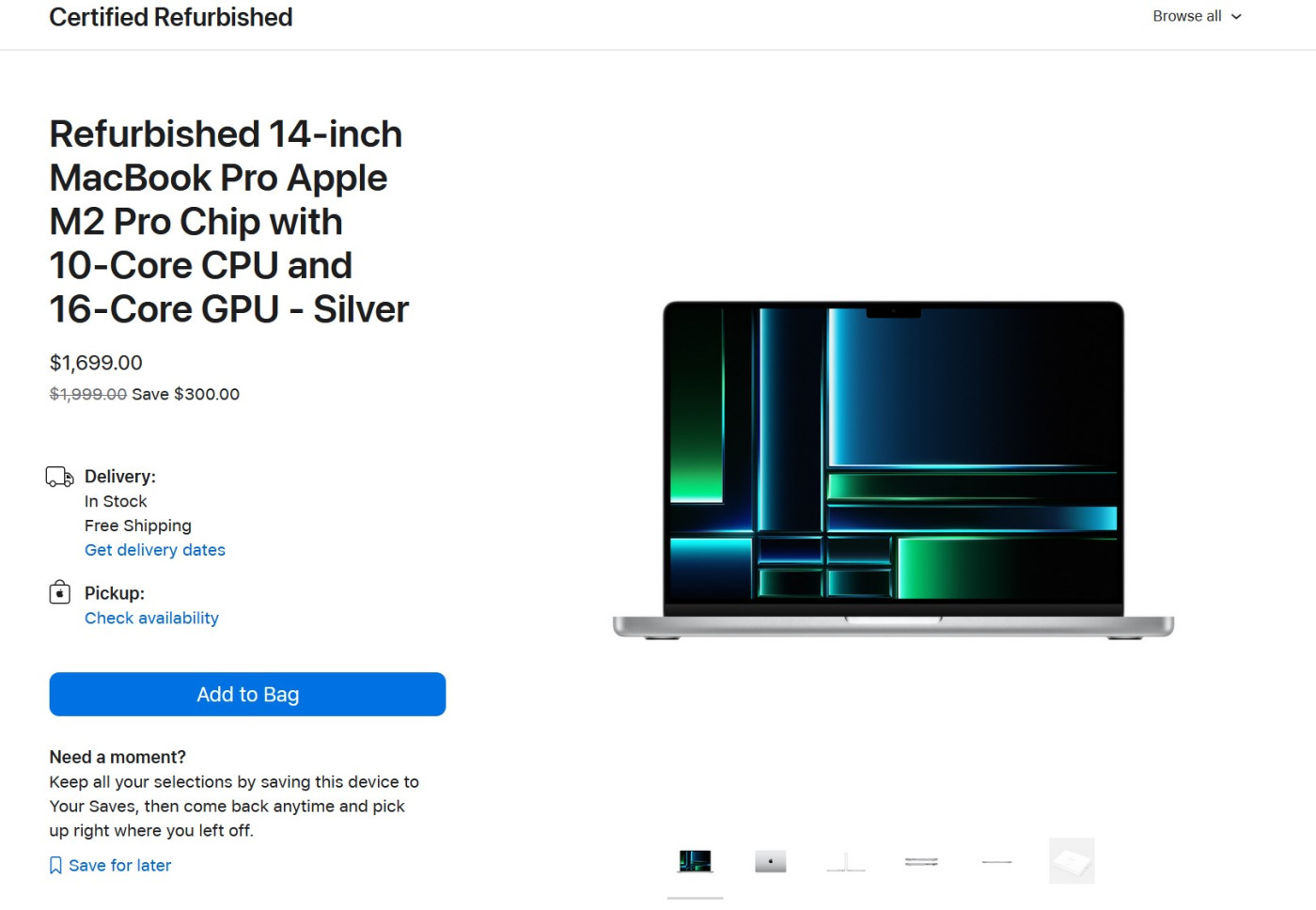 Apple met en vente les MacBook Pro 2023 reconditionnés 
