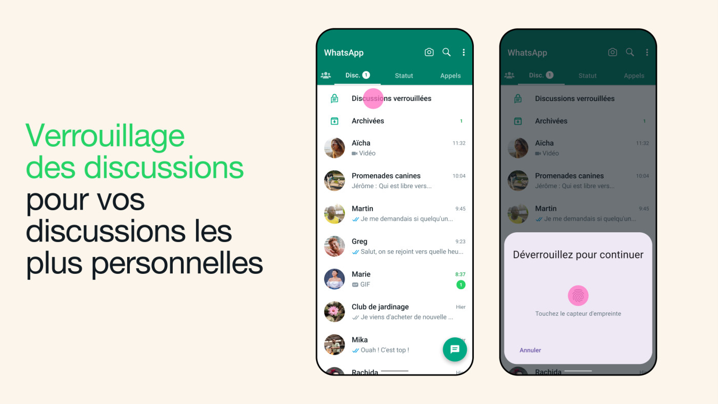 WhatsApp Verrouiller Discussions