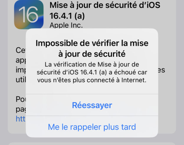 iOS 16.4.1 Mise A Jour Securite Bug Installation