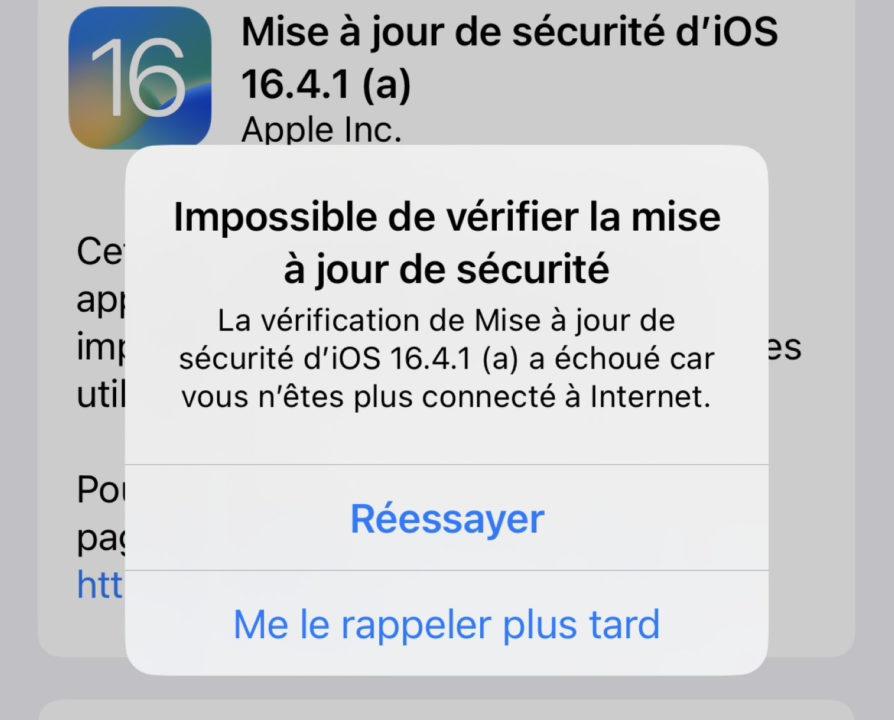iOS 16.4.1 Mise A Jour Securite Bug Installation