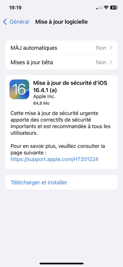 iOS 16.4.1 Mise A Jour Securite