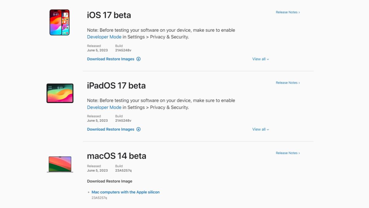 Beta iOS 17 macOS Sonoma