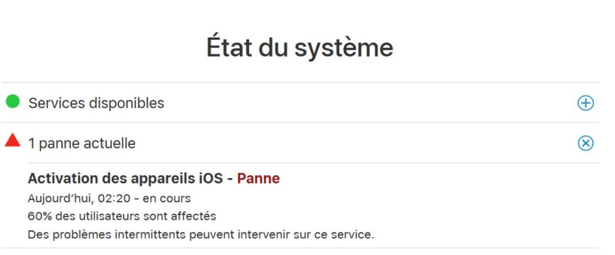Panne iCloud Activation iPhone