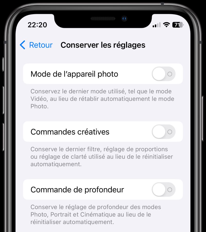 iOS 17 Beta 3 Option Commande de profondeur