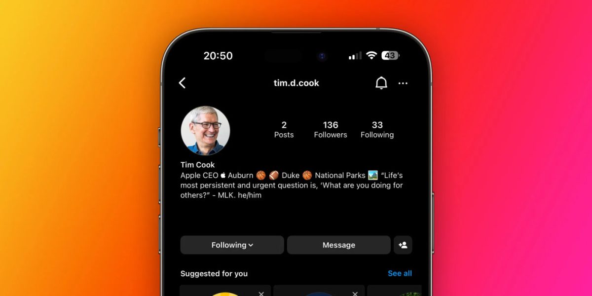 Faux Compte Instagram Tim Cook