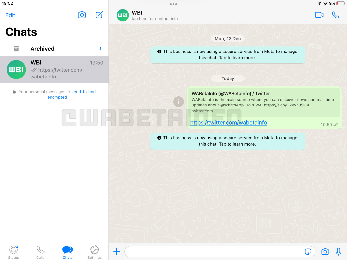 Beta WhatsApp iPad
