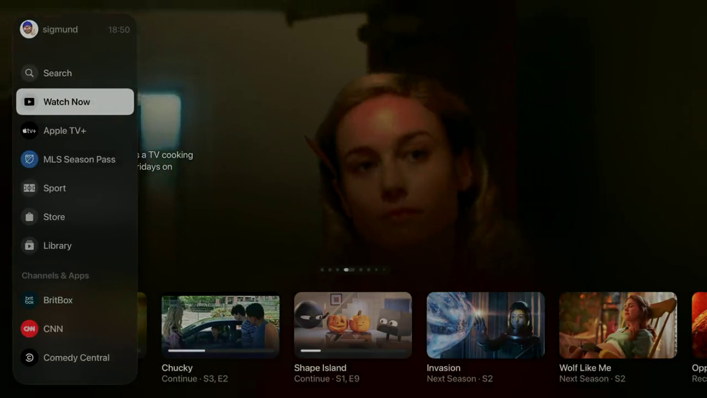 Application Apple TV Barre Laterale Navigation tvOS 17.2 Beta