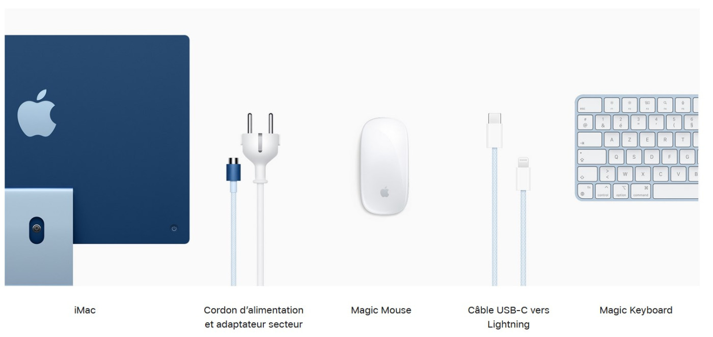 Contenu Boite iMac M3 Magic Mouse Magic Keyboard Lightning