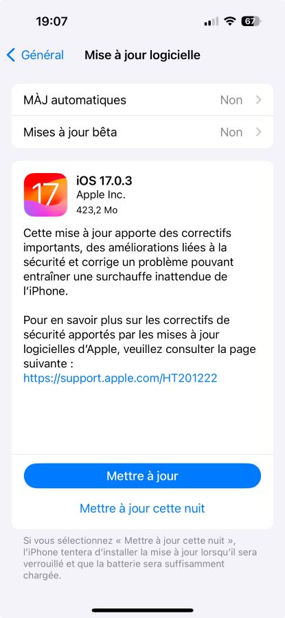 iOS 17.0.3 Disponible