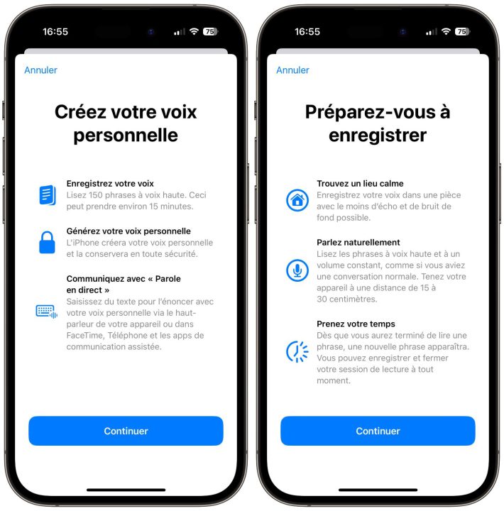 Voix Personnelle iOS 17 iPhone
