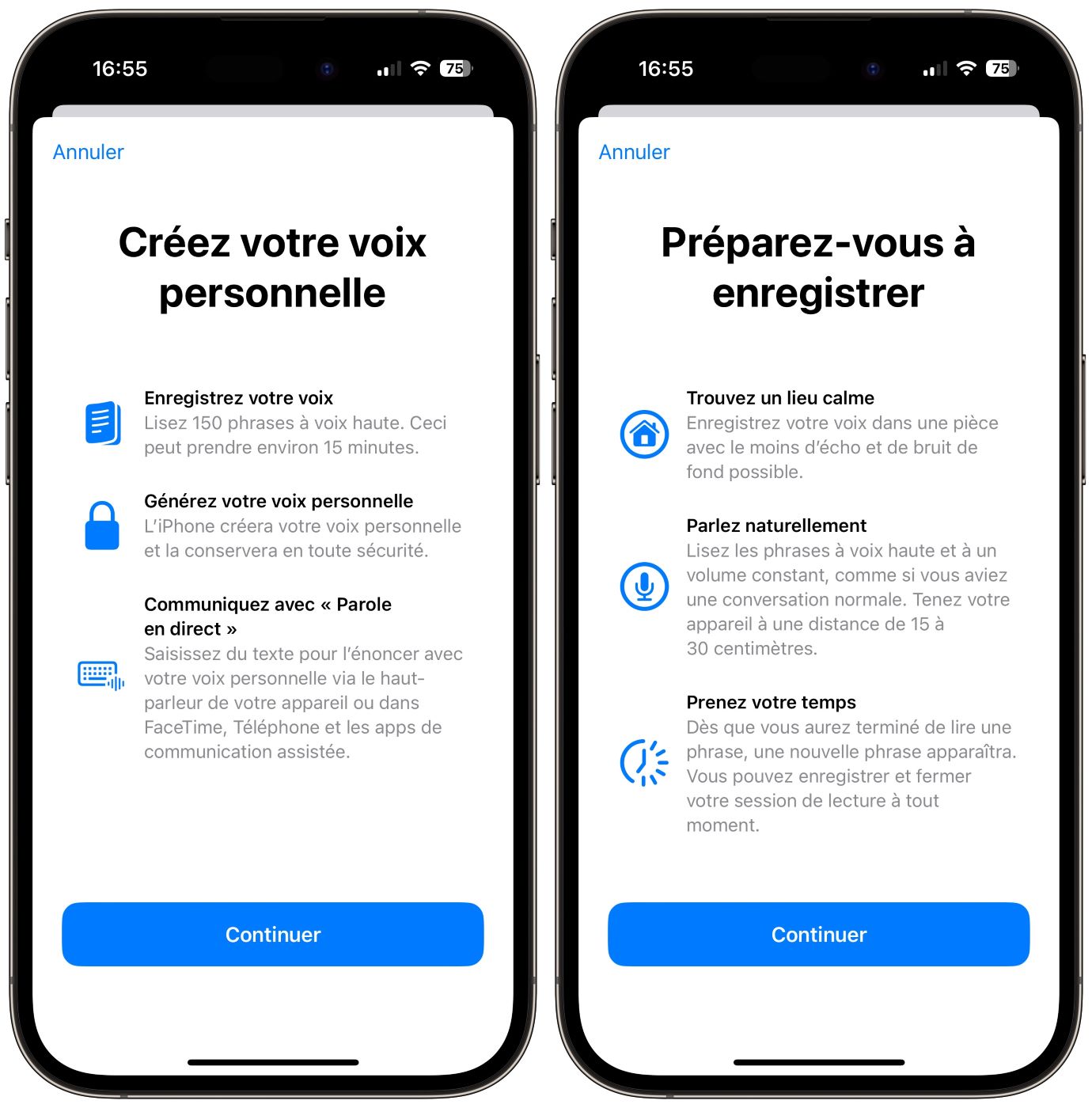 Voix Personnelle iOS 17 iPhone