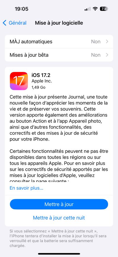 iOS 17.2 Disponible