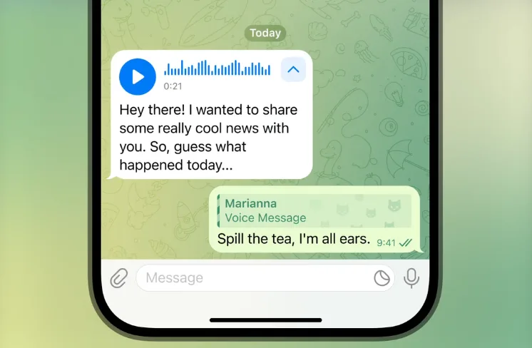 image de l'article Telegram – La transcription de messages vocaux dispo pour tous