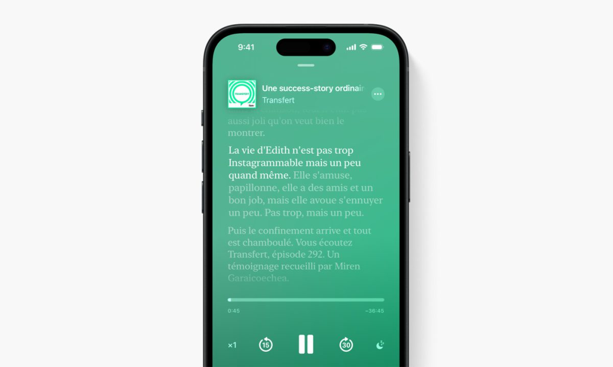 Apple Podcasts Retranscrire Audio En Texte iOS 17.4