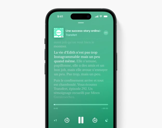 Apple Podcasts Retranscrire Audio En Texte iOS 17.4