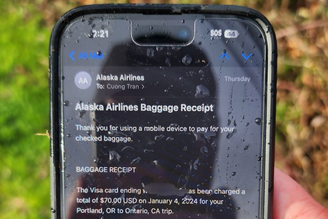 iPhone Tombe Vol Alaska Airlines