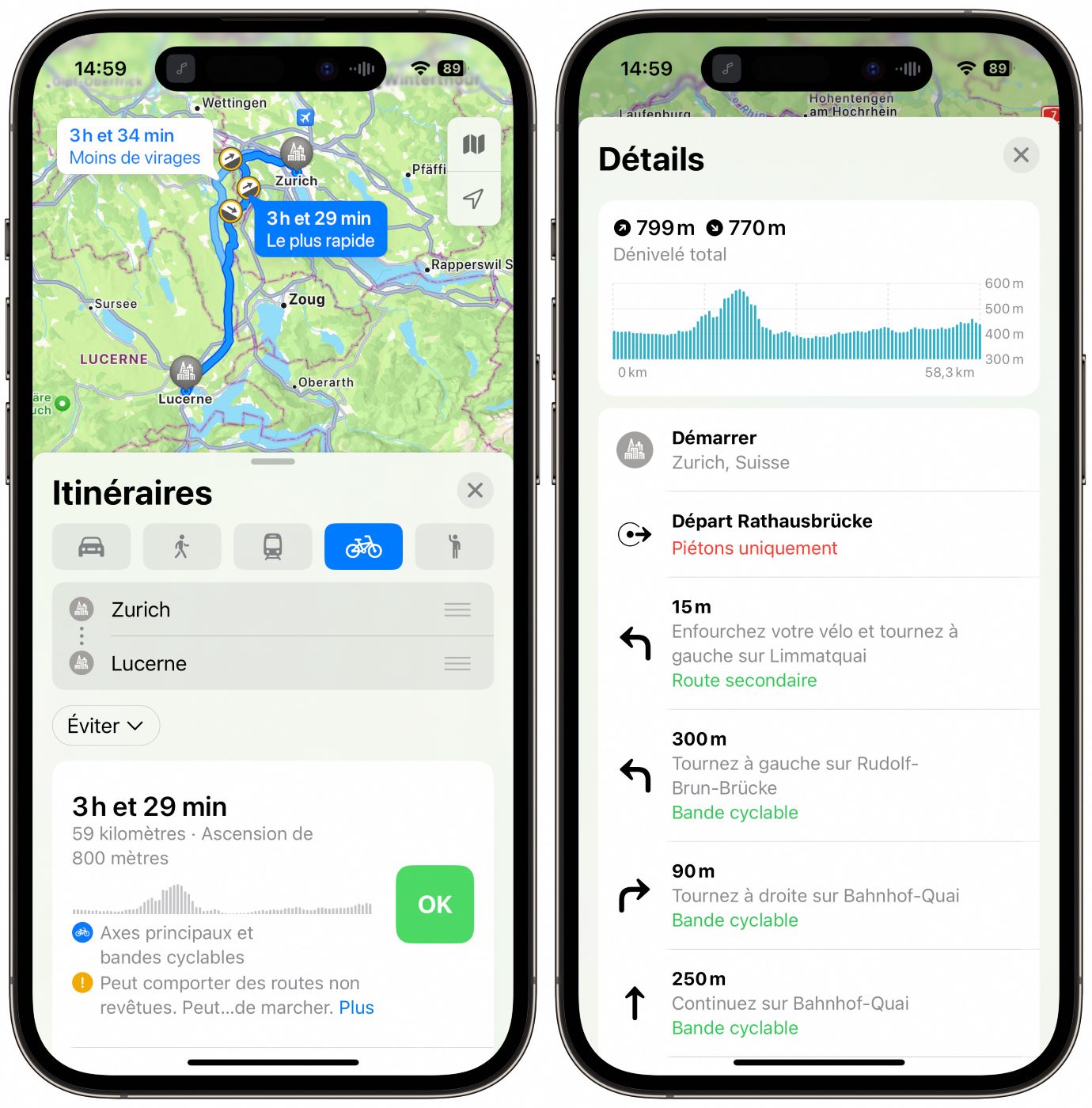 Apple Plans Itineraires Velo Suisse