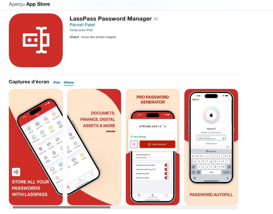 Fausse Application LastPass App Store