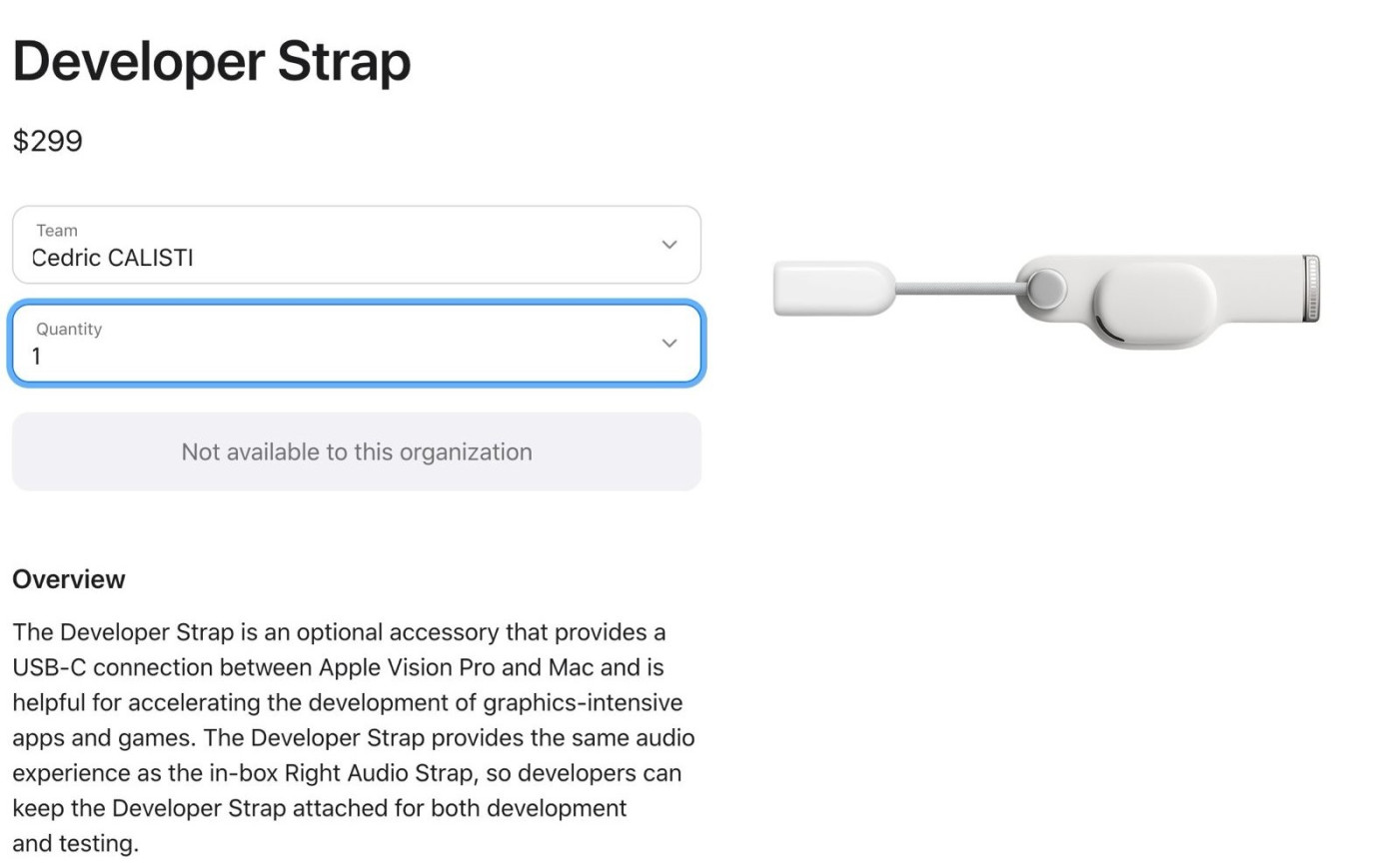 Vision Pro Sangle Developpeur Developer Strap