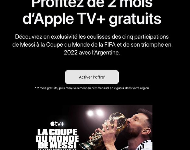 image de l'article 2 mois gratuits pour Apple TV+ grâce à Messi