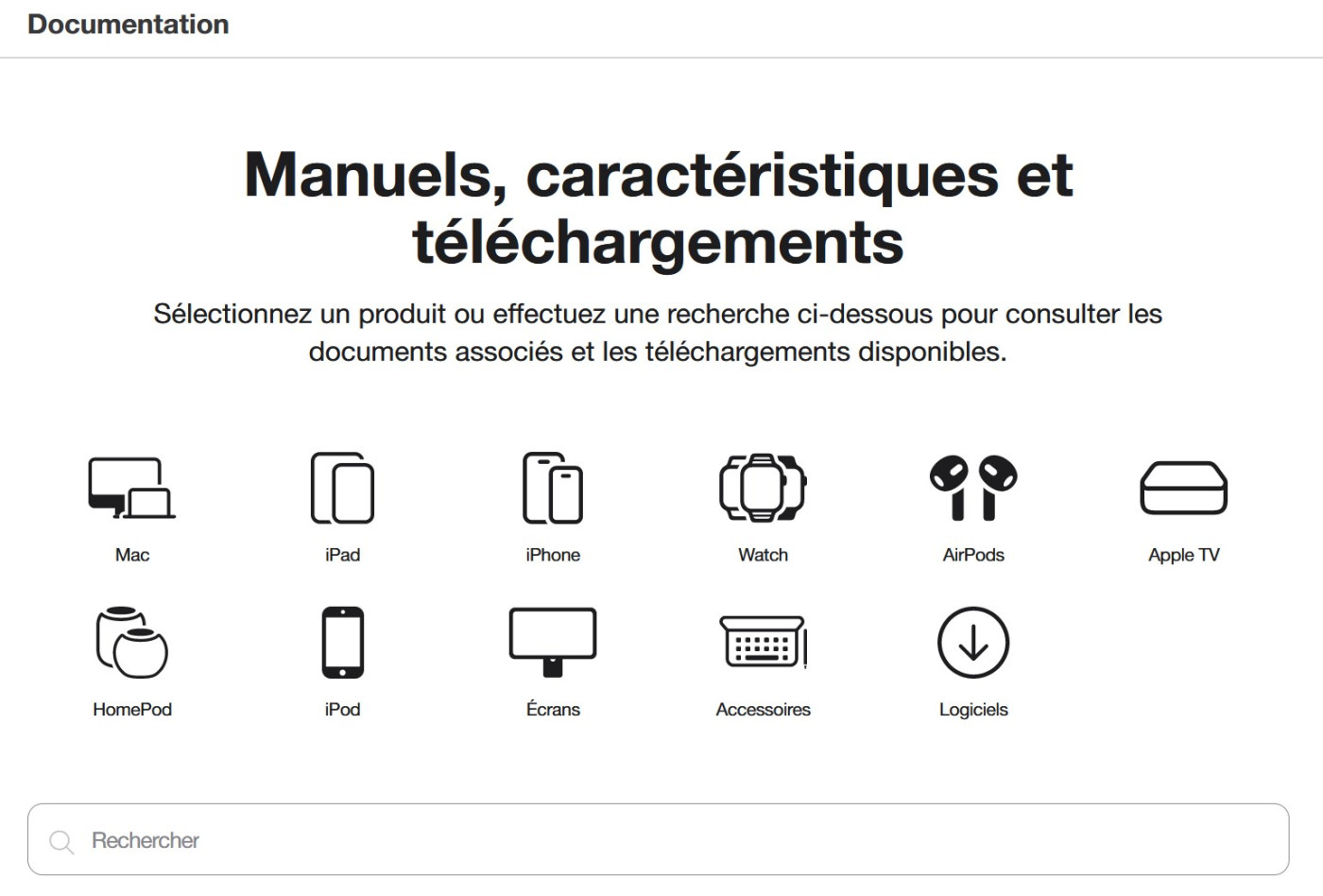Page Manuels Caractéristiques Telechargements