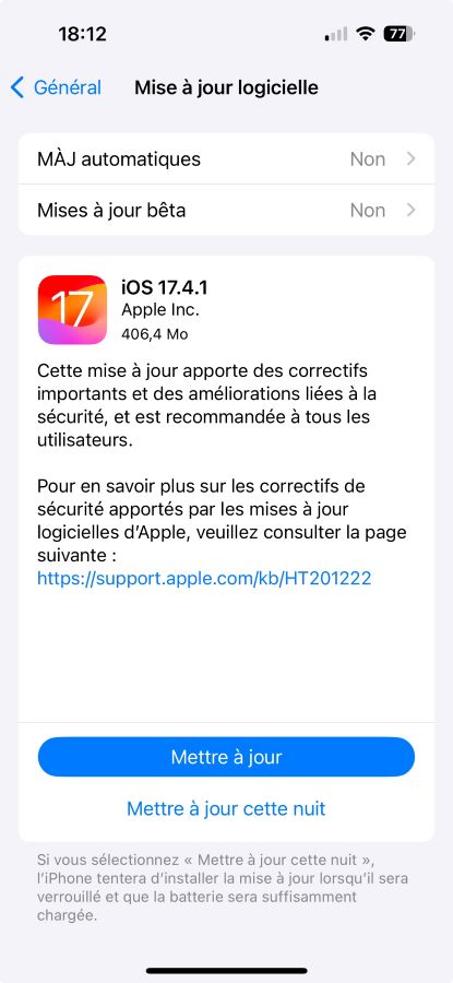 iOS 17.4.1 Disponible