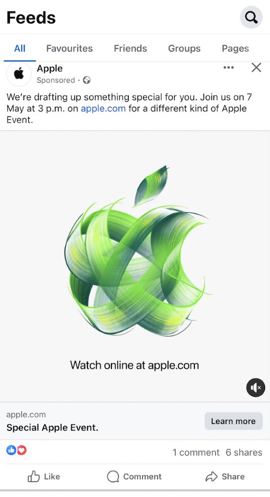 Promotion Pub Keynote Apple 7 Mai 2024