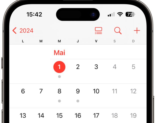 Calendrier Application iPhone