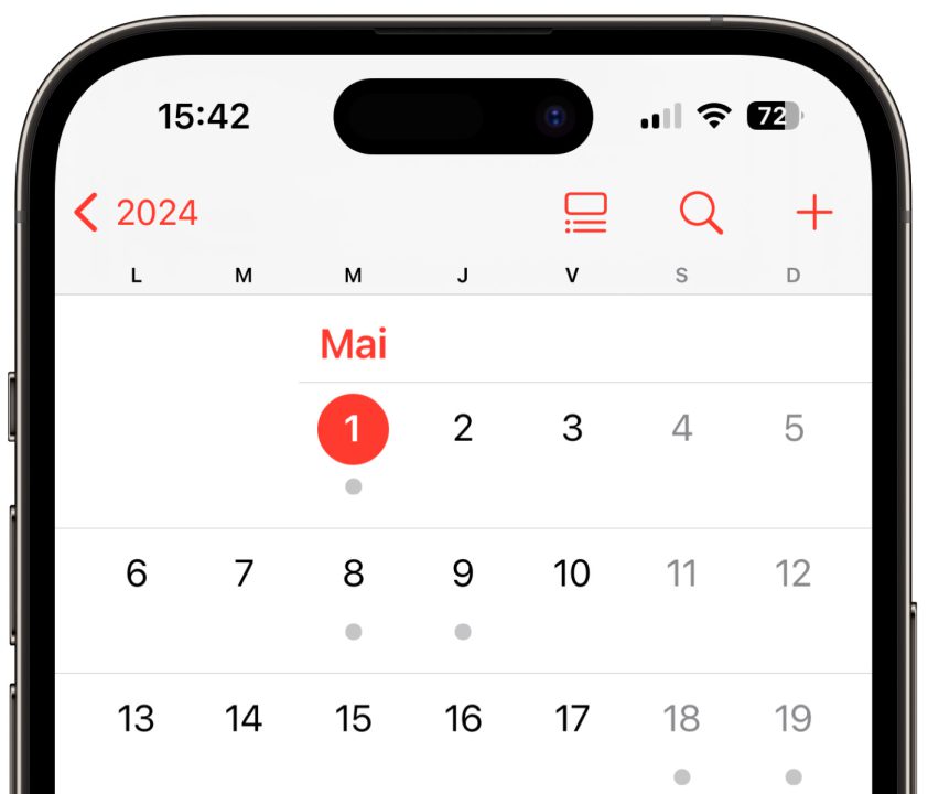 Calendrier Application iPhone