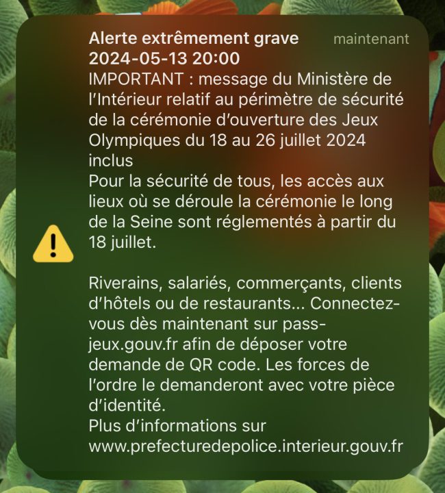 FR-Alert Notification JO Paris 2024