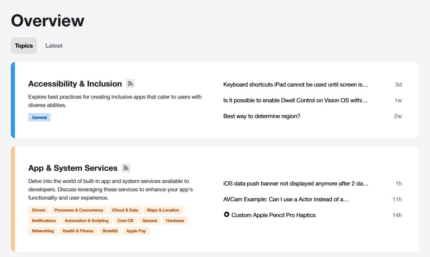 Forums Developpeurs Apple Nouvelle Interface