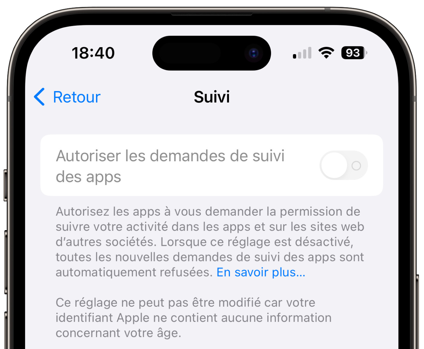 Option Autoriser Les Demandes De Suivi Des Apps Grisee iPhone