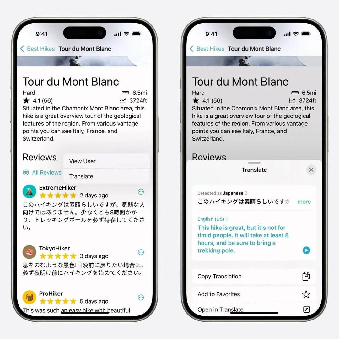 Option Traduire Applications iPhone