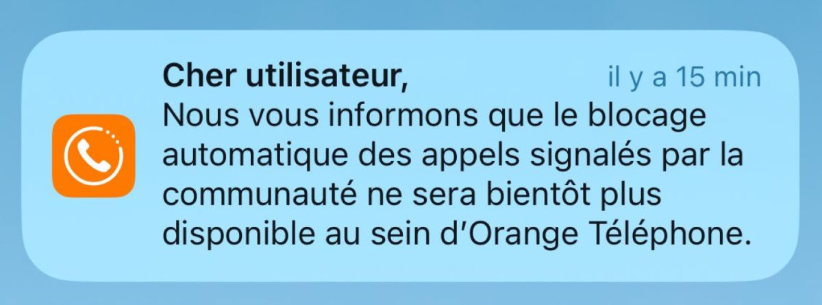 Orange Telephone Notification Fin Blocage Automatique Appels Indesirables